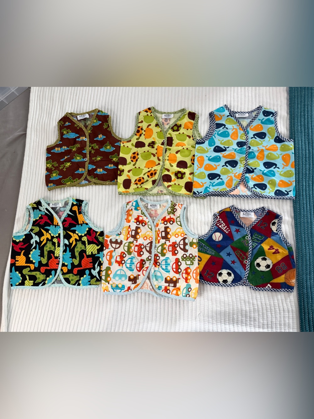 Diaper shirts, Patterned Cotton Vest - Blue/Green/Multicolor, 9-18 months